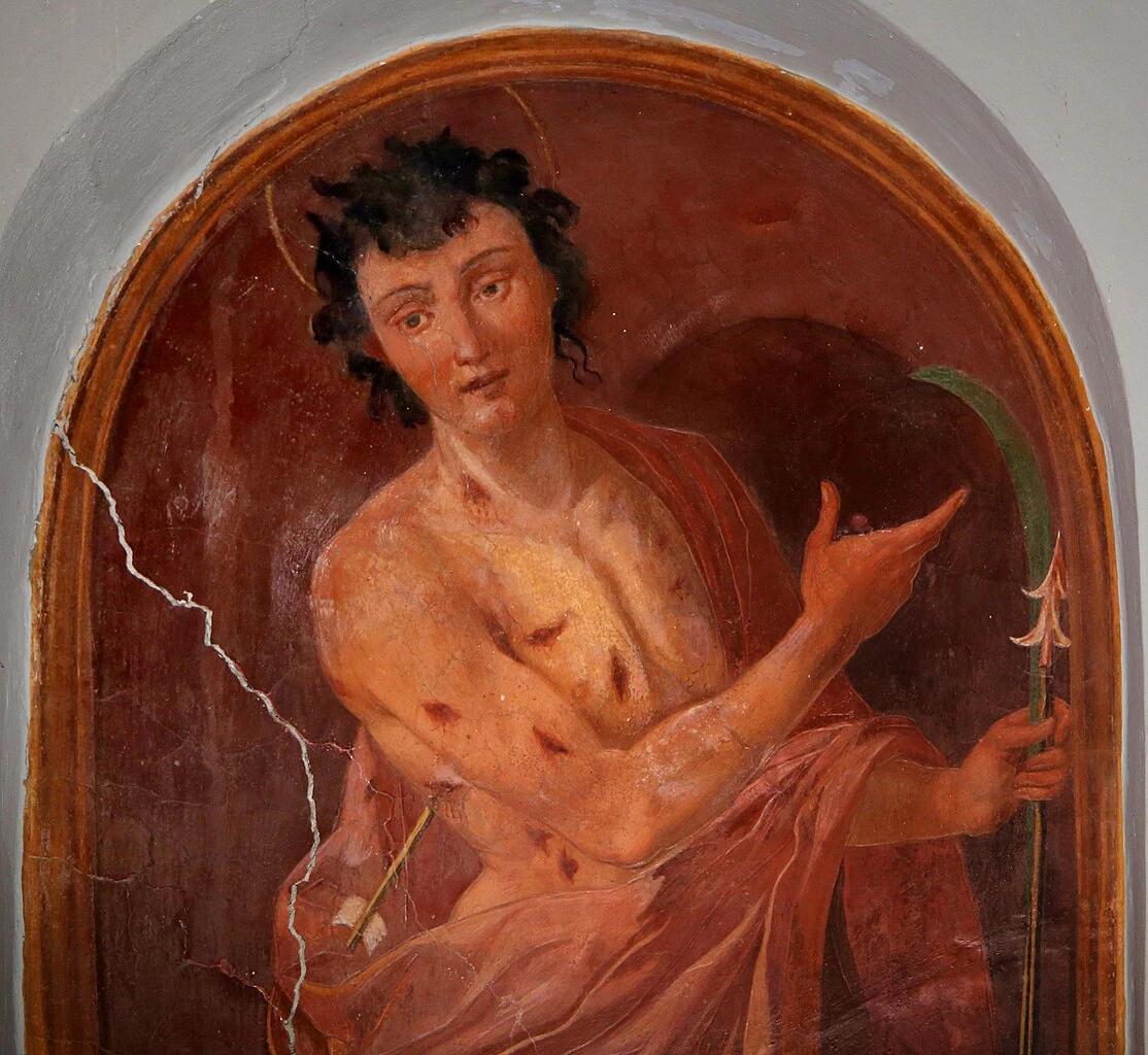 Montespertoli, tenuta di Corfecciano - Urbana, Firenze, san Sebastiano, dettaglio